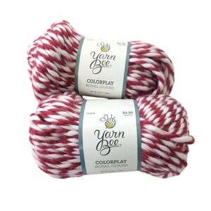 Yarn Bee Colorplay Royal Guard Red White Super Bulky Acrylic Yarn Lot of 2 60yd